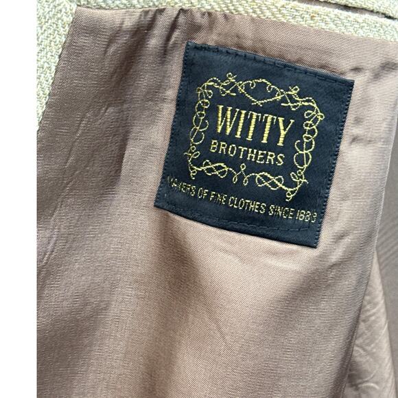 Witty Brothers Vintage Tan Linen Blend Suit Jacket Blazer Men Size 52 - Picture 3 of 7